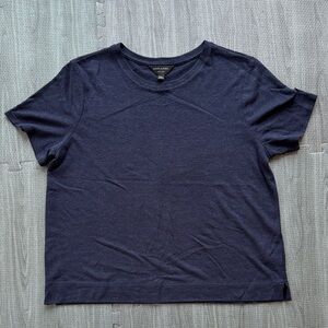 Banana Republic Dark Navy Short Sleeve Crewneck Top, Linen Blend